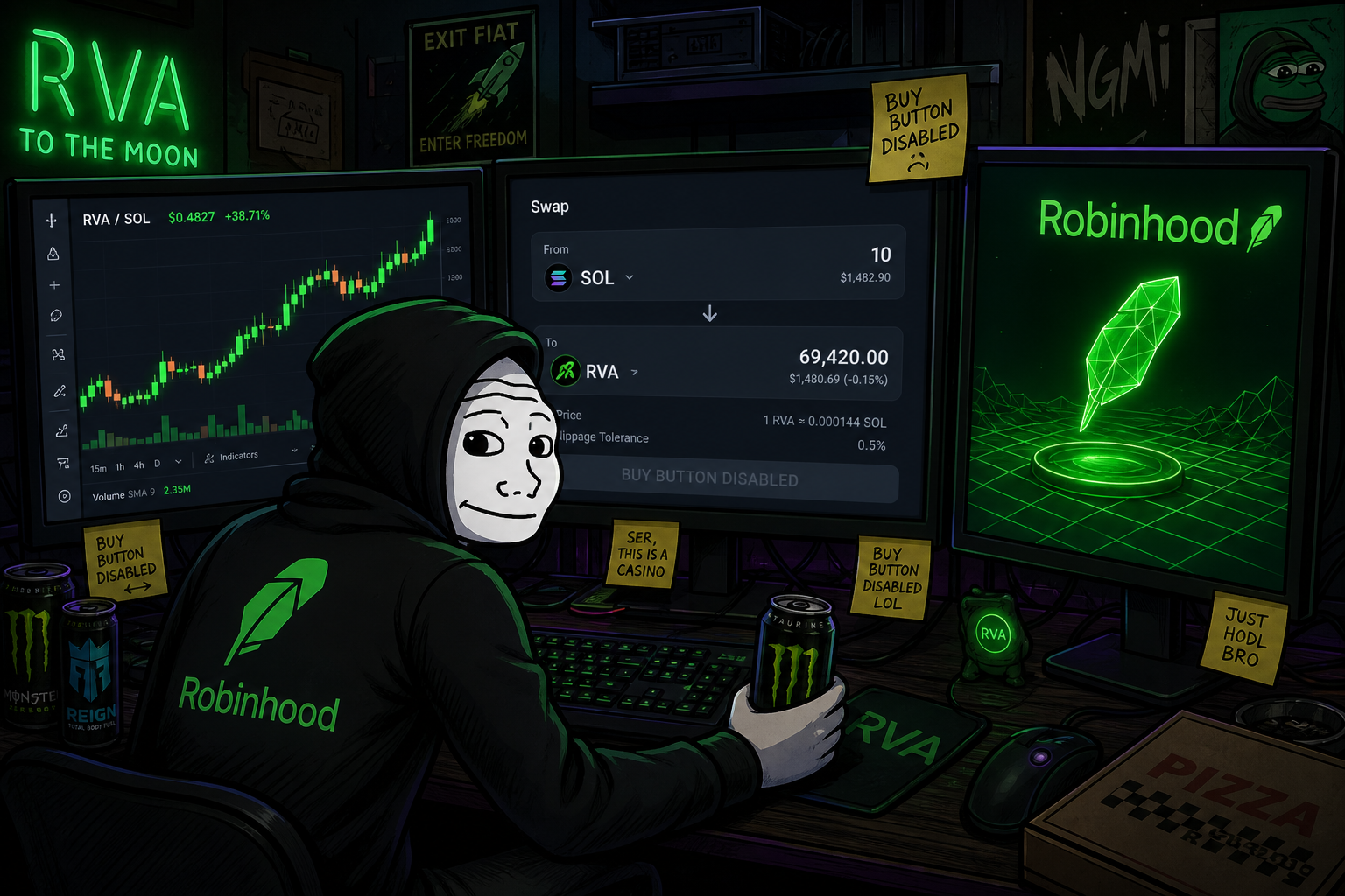 Trader swapping ETH for RVA on Robinhood Chain